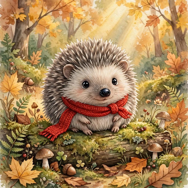 Clarence the Hedgehog, wearing his tiny red scarf