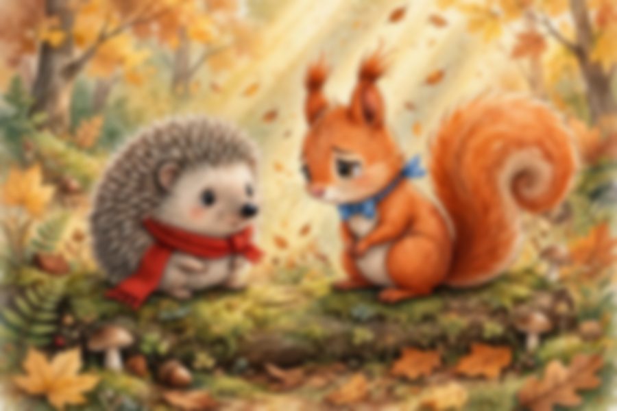 Clarence comforting Pinafor after her acorns scatter